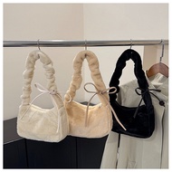 2026 Trendy Plush Bag Women Fashion Furry One-Shoulder Underarm Bag Popular Furry Messenger Bag 3.19
