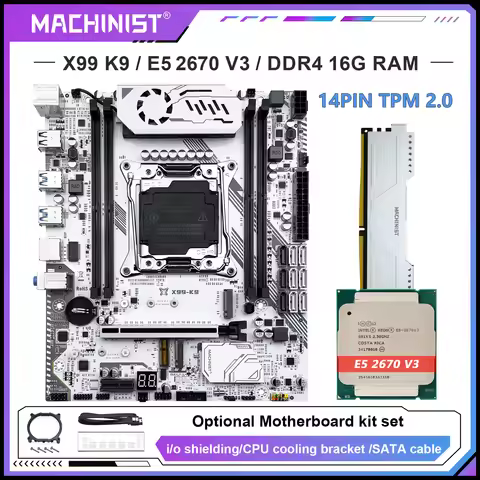MACHINIST X99 K9 Motherboard Optional LGA 2011-3 Xeon E5 2670 V3 Processor CPU And 16GB DDR4 ECC RAM