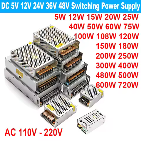 Switching 12 V Volt DC Power Supply SMPS 5V 24V 36V 48V 100W 200W 300W 400W 500W 600W 700W 110V AC 2