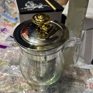 全新 350ml 多功能茶道壺 迷你 透明 玻璃茶壺 附不鏽鋼濾網 隔茶 咖啡 玻璃小茶壺 花茶壺 過濾 內杯 茶葉 浸泡 内胆 漏濾 內膽 泡茶隔 玻璃透明茶壺 有內膽 有盒包裝Glass Tea 