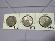 （十角形伍圓一套）香港硬幣英女王伊利沙伯 1976，1978 & 1979 年五元 Government of Hong Kong Queen Elizabeth ll 1976，1978 & 197