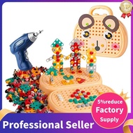 3D Play Toolbox Toy with Electric Drill Mosaic Puzzle Tool Set Early Education Toy Toolbox for 3-12 