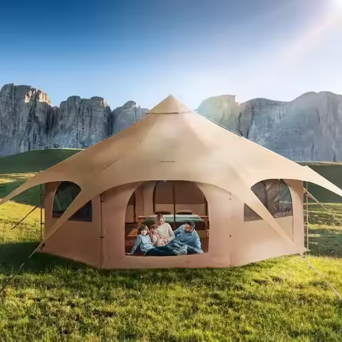 VEVOR Canvas Tent, 4 Seasons 5 m/16.4 ft Bell Tent, Canvas Tent for Camping with Stove Jack, Breatha