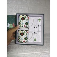 HIJAU Christmas Hampers Mug and Spoon LC 009SS2 228 GREEN Christmas Themed Gift 1 Set with Christmas