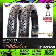 TAYAR KOMBO VIVA TUBELESS TYRE R300 70/80-17 + 80/80-17