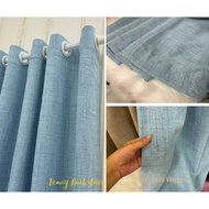 (Main door)PASTEL GREEN LINEN Chiffon Curtain (NO BAR, Vintage Style, Decor for Living Room, Bedroom