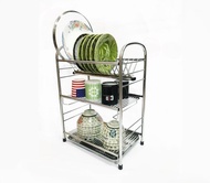 小三層不鏽鋼碗盤架瀝水架　整面板料打造置物架附水盤可自然蔭乾