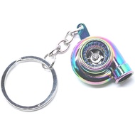 Turbo Key chain Metal Spinning Turbocharger Automotive Mini Car Part Keychain Key Ring-Rainbow