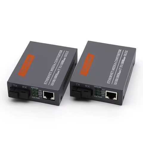 1Pair HTB-GS-03 10/100/1000m 20KM SC Simplex mode Fiber Optic RJ45 Enternet Media Converter Netlink 