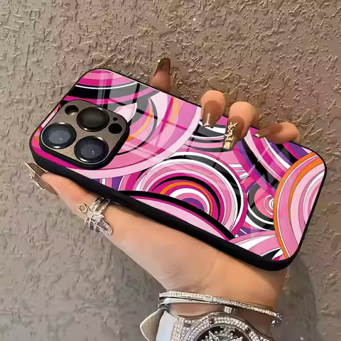 E-Emilio Puccies Phone Case For IPhone 17 17Air 16 15 14 Pro 11 13 12 Mini 6 8 7 Plus Glass Luxury D