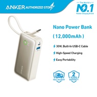 Anker Nano 10K Portable Power Bank With Built-In USB-C Cable (30W) A1259