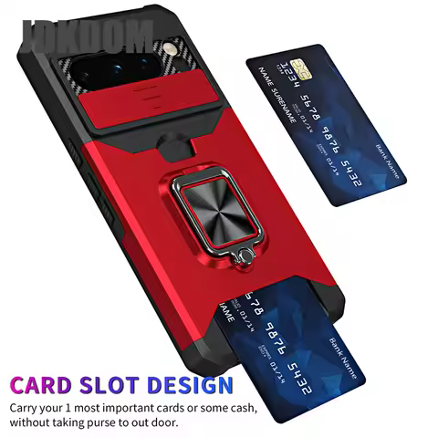 JDKDOM Push Window Card Slot Wallet Phone Case For Google Poxel 10 9 Pro XL 8 7 Pro Ring Bracket Cov