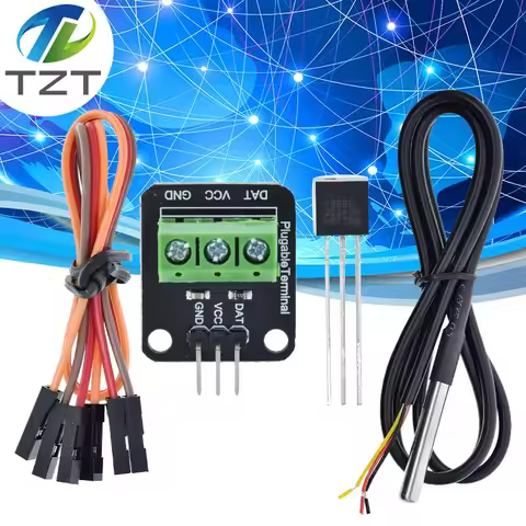 DS18B20 Temperature Sensors Module Kit Waterproof 100CM Digital Sensors Cable Stainless Steel Probe 