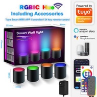 全城熱賣 - 智慧生活 WiFi BLE RGBIC 壁燈 1600 萬色音樂同步壁燈遙控器和應用程式控制相容於 Alexa Google Home
