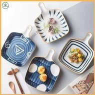 Japanese style Ceramic Plate with Handle Ceramic baking tray  Breakfast plate