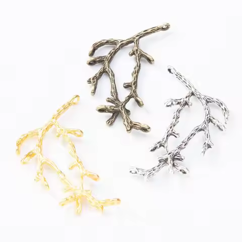 4 Pieces/Lot 29*47mm Gold Color Branch Leaf Pendant Branch Charm Vintage DIY Accessories For Jewelry