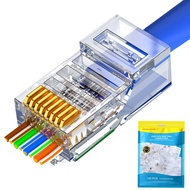 RJ45 Cat6 Cat5 Connectors Ends Gold Plated 8P8C Ethernet Pass Through Plug (100Pack)