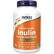 ️ NOW FOODS, Certified Organic INULIN, Prebiotic Pure Powder, 8 oz (227g), NEMECHEK PROTOCOL APPROVE