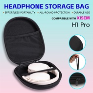 Compatible With XISEM H1 Pro Headphone Black Storage Case With Mesh Pocket For Gym Travel