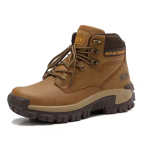 High-Top Leather Men's Boots Breathable Desert Combat Boots Outdoor Non-slip Hiking Boots Men Motorc