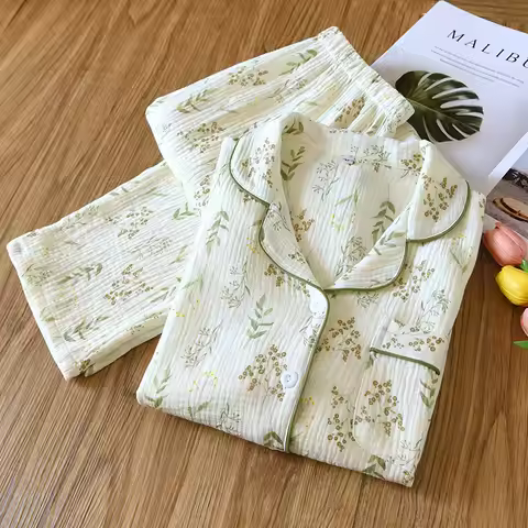 2025 Winter Women's Pajamas100% Cotton Plus Size Pajamas Flower Printing Household Women's Pajamas L