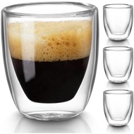 4 Piece Set Double Wall Espresso Cup (Thickened 50%), 3 Ounces Transparent Espresso Cup, Espresso Sm