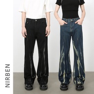 baggy jeans loose jeans men seluar jeans lelaki Nirben Denim|American Hip-Hop Tie-Dye Micro-Dye Jean