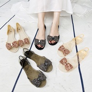 <[Ready Stock] Transparent Bow Shoes - Comfortable PVC for Summer Women
