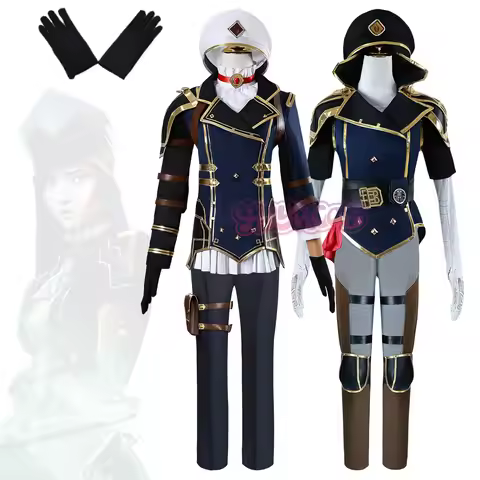 Arcane Caitlyn Kiramman Cosplay Costume Anime LOL Arcane Vi Cosplay Uniform Outfits Carnival Suit Ha