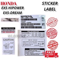 STICKER HONDA EX5 HIPOWER EX5 DREAM LOGO LABEL (ENGINE OIL,REAR ARM,REAR FENDER,BATTERY CASE,CHAIN C
