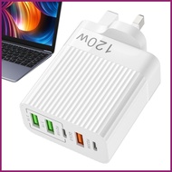USB C Fast Charger 120W Fast Charger Block with Dual Type C  3 USB Port Portable USB Charging Statio