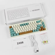 Zifriend ZA68 Mechanical Keyboard 68ปุ่ม คีย์บอร์ดเกมมิ่ง คีย์บอร์ดไร้สาย ไฟRGB23โหมด สีเหลืองอมเทา