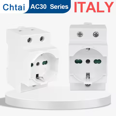Italy AC30 Power 35mm Din Rail Modular Socket e 10A 16A 250V Industrial Distribution Box Adapter IT 