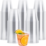 JOLLY CHEF 100 Pack Clear Plastic Cups, 9 oz Crystal PET Party Cups, Classic Clear Disposable Wine C