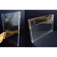 Wall Mounted Shelf Tray for Paper, Transparent Mica Flyers Sizes A3, A4, A5, A6