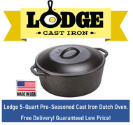 Lodge Pre-Seasoned, 5-Quart, Cast Iron Dutch Oven / Pan/ Pot. Made In USA. Guaranteed Low Price! Free Delivery! Local Seller!