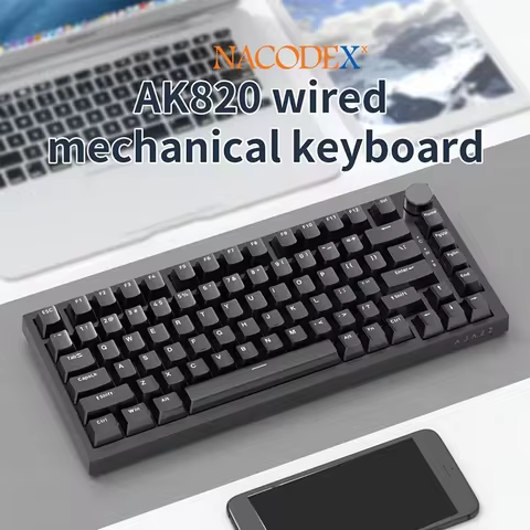 AJAZZ AK820 Wired With Rotary Volume Buttons Hot-Swappable Keys For Office And Home Mechanical Keybo