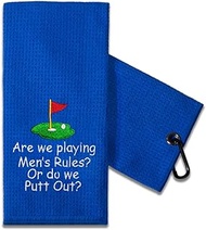 TOUNER Funny Golf Towel Gift for Dad Mom, Retirement Gifts for Men Women Golfer, Funny Golf Towel for Women Men, Embroidered Golf Towels for Golf Bags with Clip (Do We Putt Out)