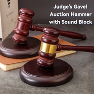 1 Set Solid Wood Judge's Gavel with Sound Block - Court Auction Hammer, Legal Prop for Role Play & H