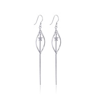 Tassel Fashion Earrings Star s925Silver Five-Pointed Star Elegant Simple Ear Hook Long Earrings Kore
