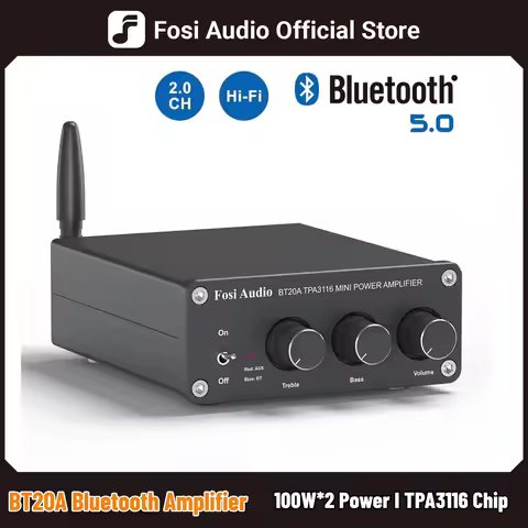 Fosi Audio BT20A Bluetooth TPA3116D2 Sound Power Amplifier 100W Mini HiFi Stereo Class D Amp Bass Tr