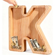 Bemaystar Letter Piggy Bank for Kids-Kids Piggy Bank for Boys Girls, 9 Inch Wooden Coin Bank Money B