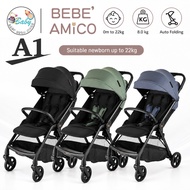Bebe Amico A1 Kereta Sorong Bayi Auto Fold Newborn Stroller Compact Hingga 22kg