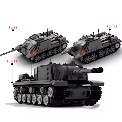hot military WW2 Soviet Army technical SU-85 SU-122 SU-152 tank vehicles war equipment Building Bloc