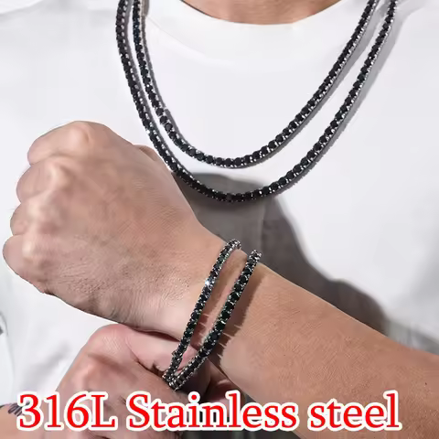 4-5mm Men Women Moissanite Tennis Chain Rose Yellow Moissanite Tennis Bracelet Stainless steel Tenni