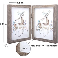 AVEAX Double 5x7 Picture Frame Grey Wood Photo Frame Shadow Box Frame