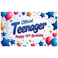 Colorful 13th Birthday Banner Vibrant Photography Props Large-size High-quality Celebration Banner F