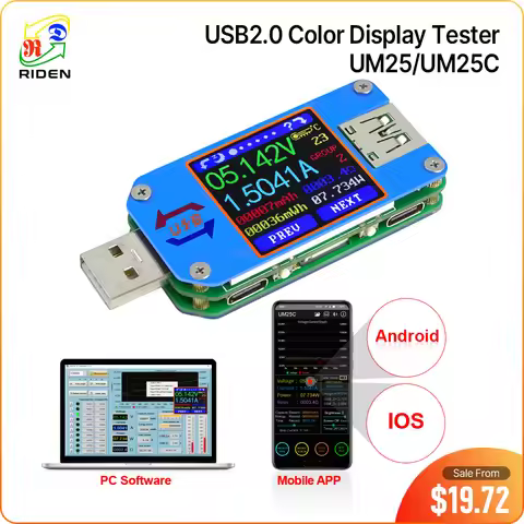 RD UM25 UM25C for APP USB 2.0 Type-C LCD Voltmeter ammeter voltage current meter battery charge usb 