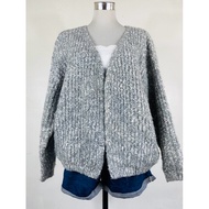 Koreancloset FRNCH - Open front Gray white Heathered Chunky knit Cardigan Free size