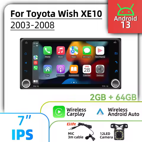 Car Multimedia 7" Stereo for Toyota Wish XE10 2003-2008 Wireless Carplay Autoradio 2 Din Android Rad